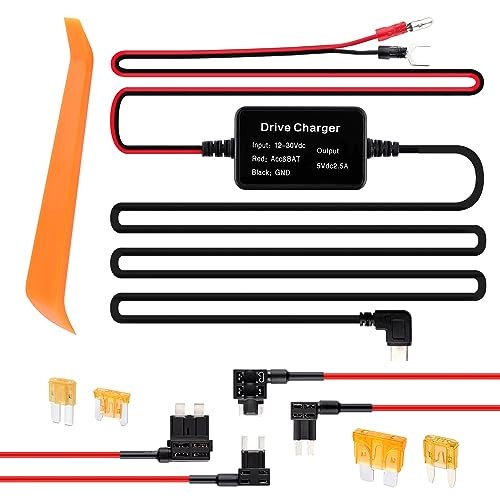 Dash Cam Hardwire Kit USB C 12V-24V to 5V Fuse Tap Power Supply Upgrade