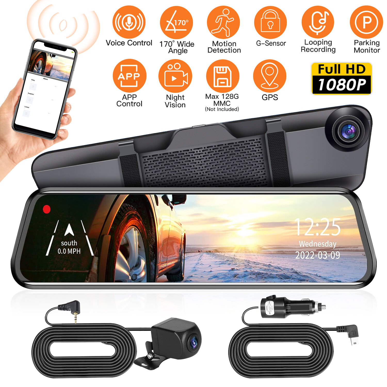 Ultra HD Dash Cam Front and Rear, 4K+1080P Dual Lens Car Camera for Cars