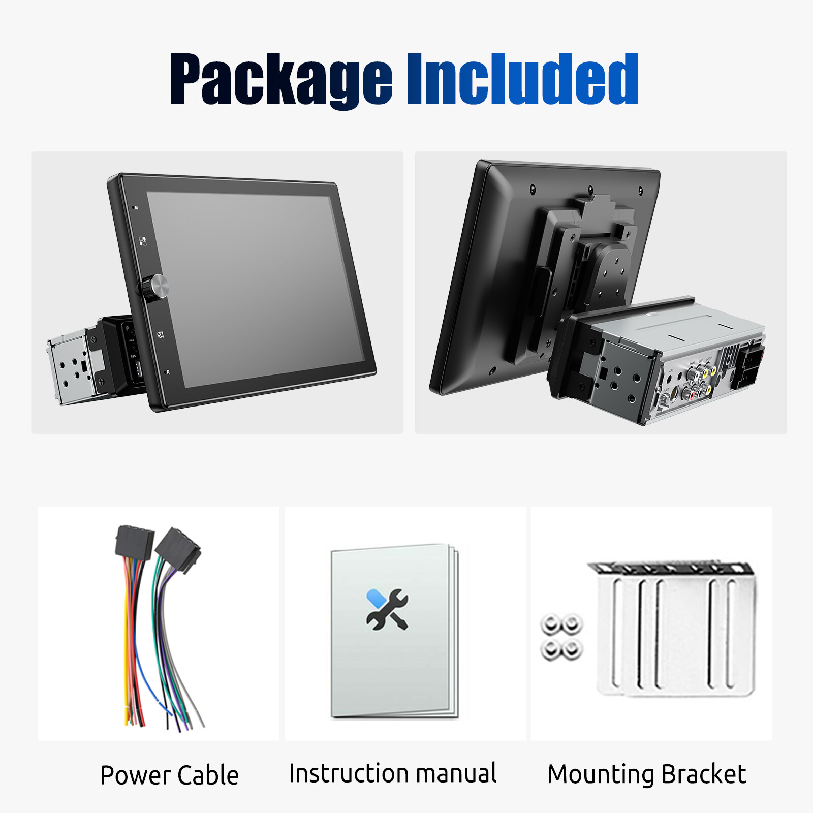 10″ Rotatable Wireless Apple CarPlay Android Auto Car Stereo Radio Single 1 DIN