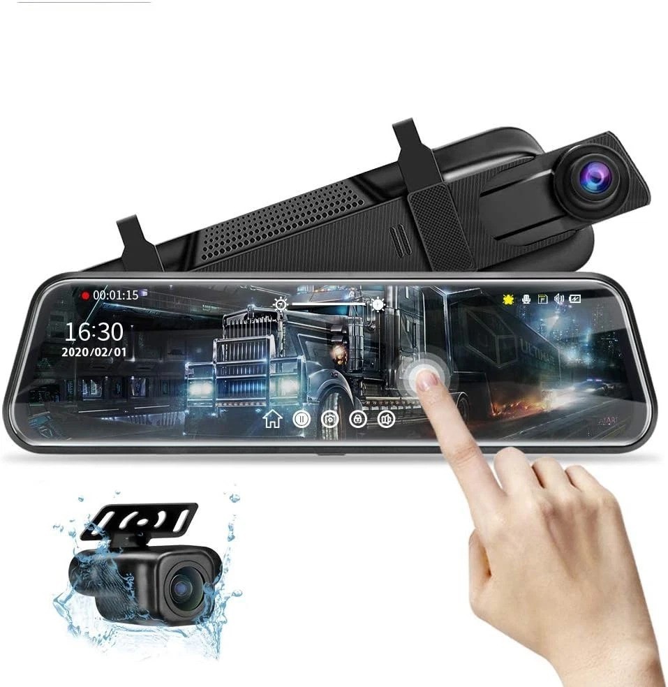10” Mirror Dash Cam 1080P Night Vision Rear View Backup Camera Loop Recording