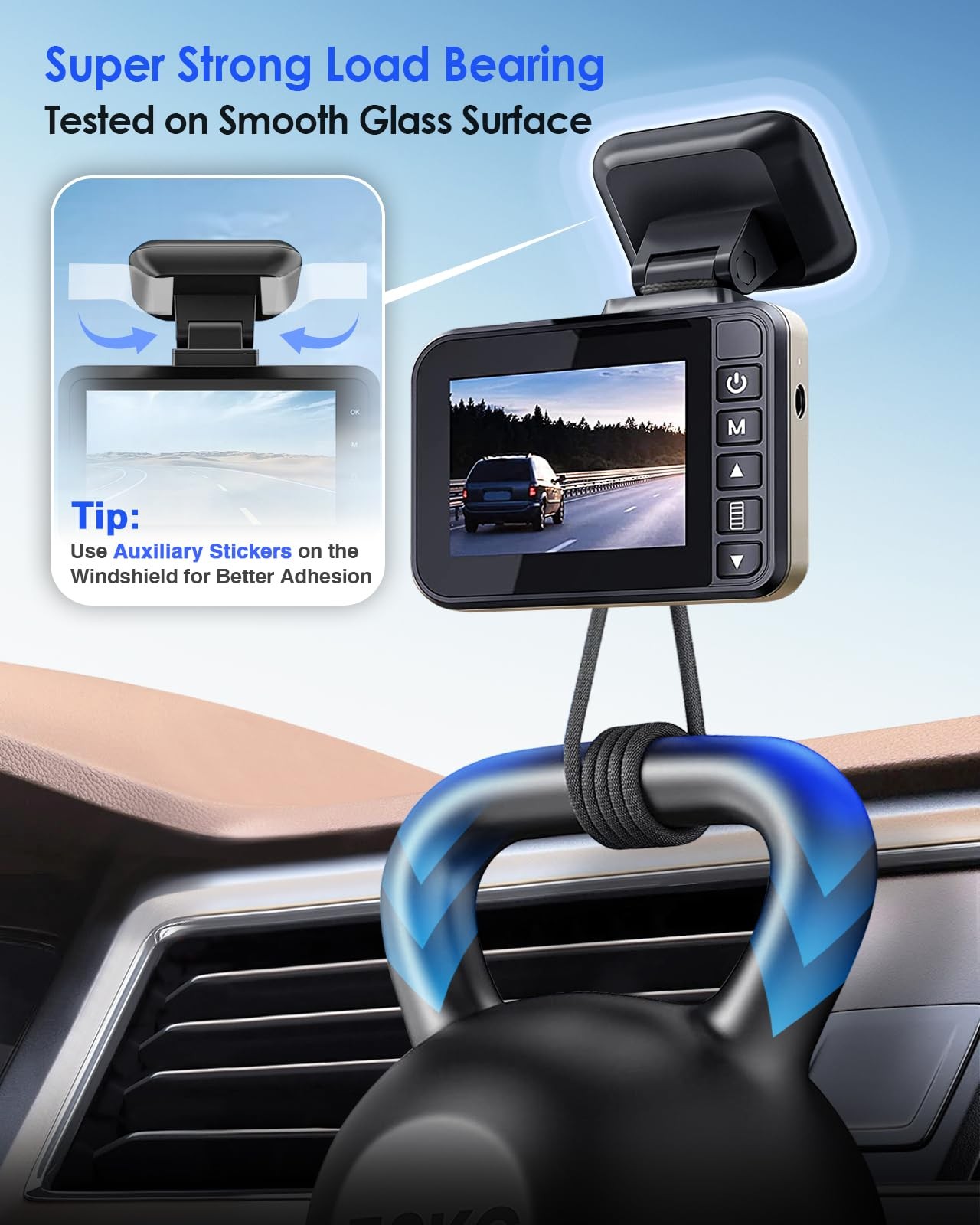 4Pcs Adhesive Sticky Pads for Dash Cam, Square High Heat Resistant DoubleSide…