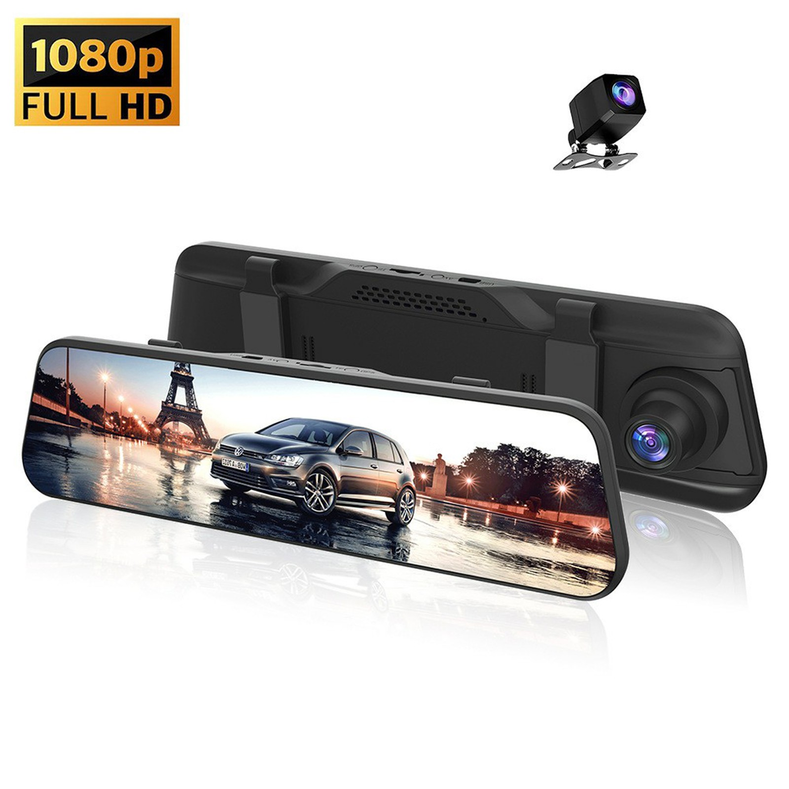4K 10″ Dual Dash Cam Car Rear Mirror View Backup Dual Camera M40 WIFI GPS 1080P