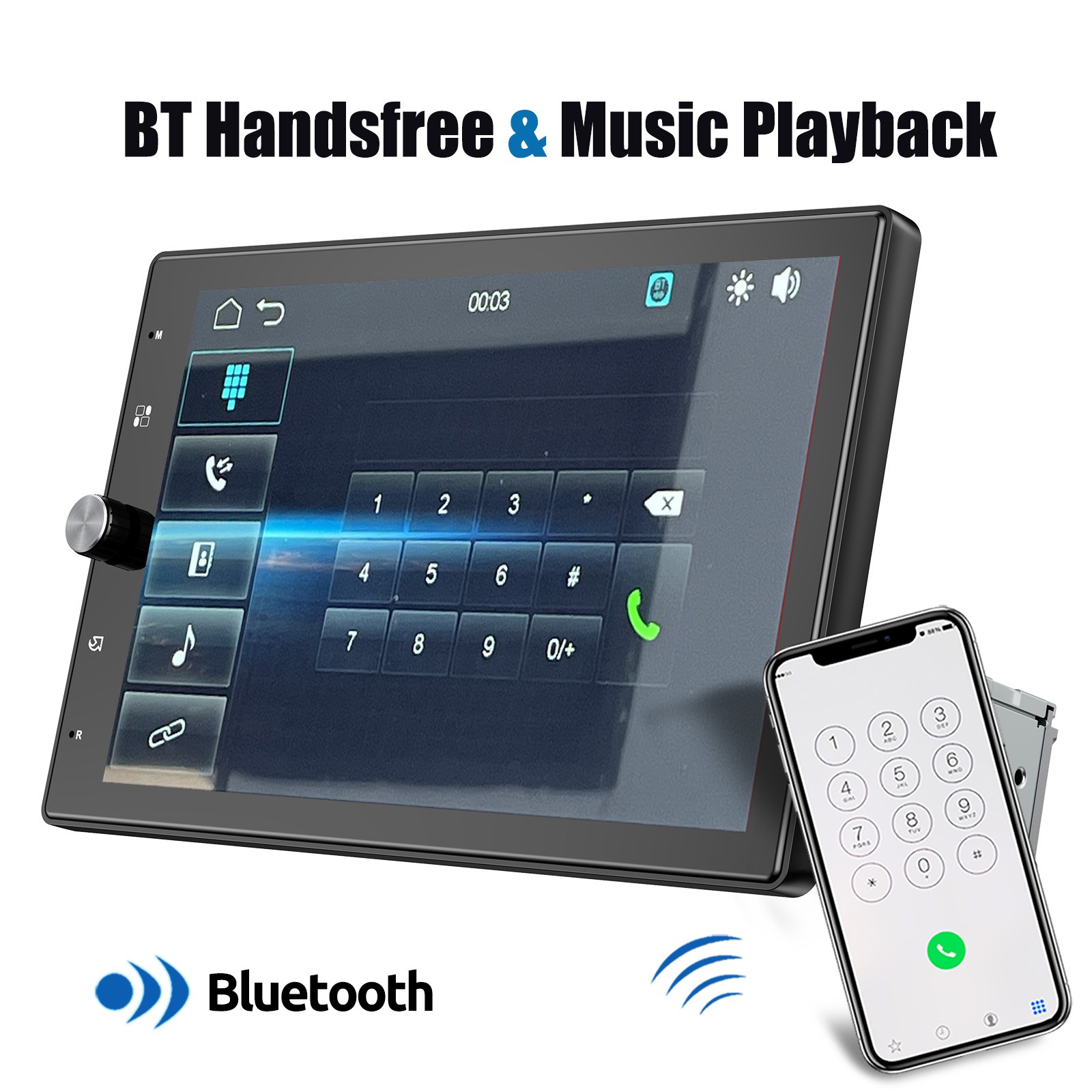 Single 1 Din Car Stereo Wireless Apple CarPlay 6.9 inch Touchscreen Bluetooth FM