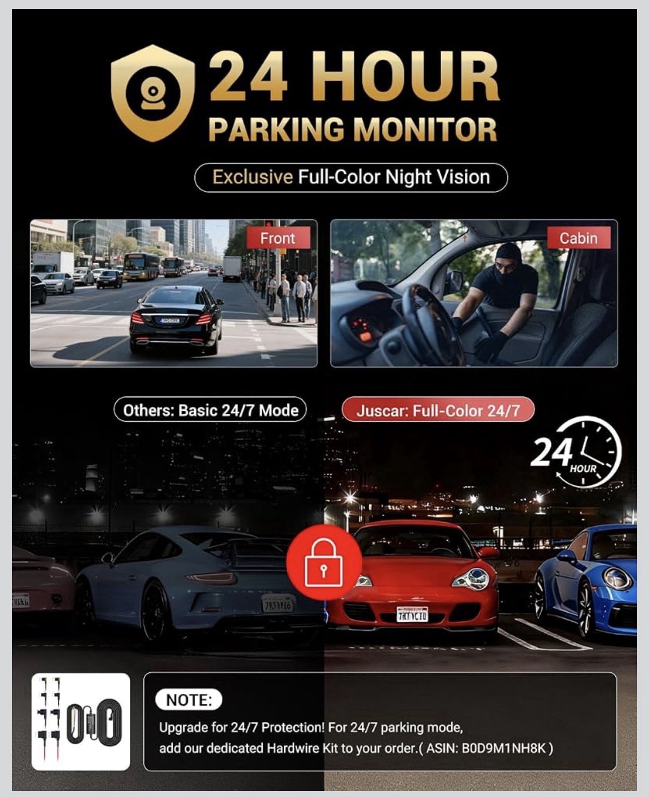 Dual Dash Cam Front and Inside with GPS WiFi 32GB Card 24Hr Park GPS Car Camera