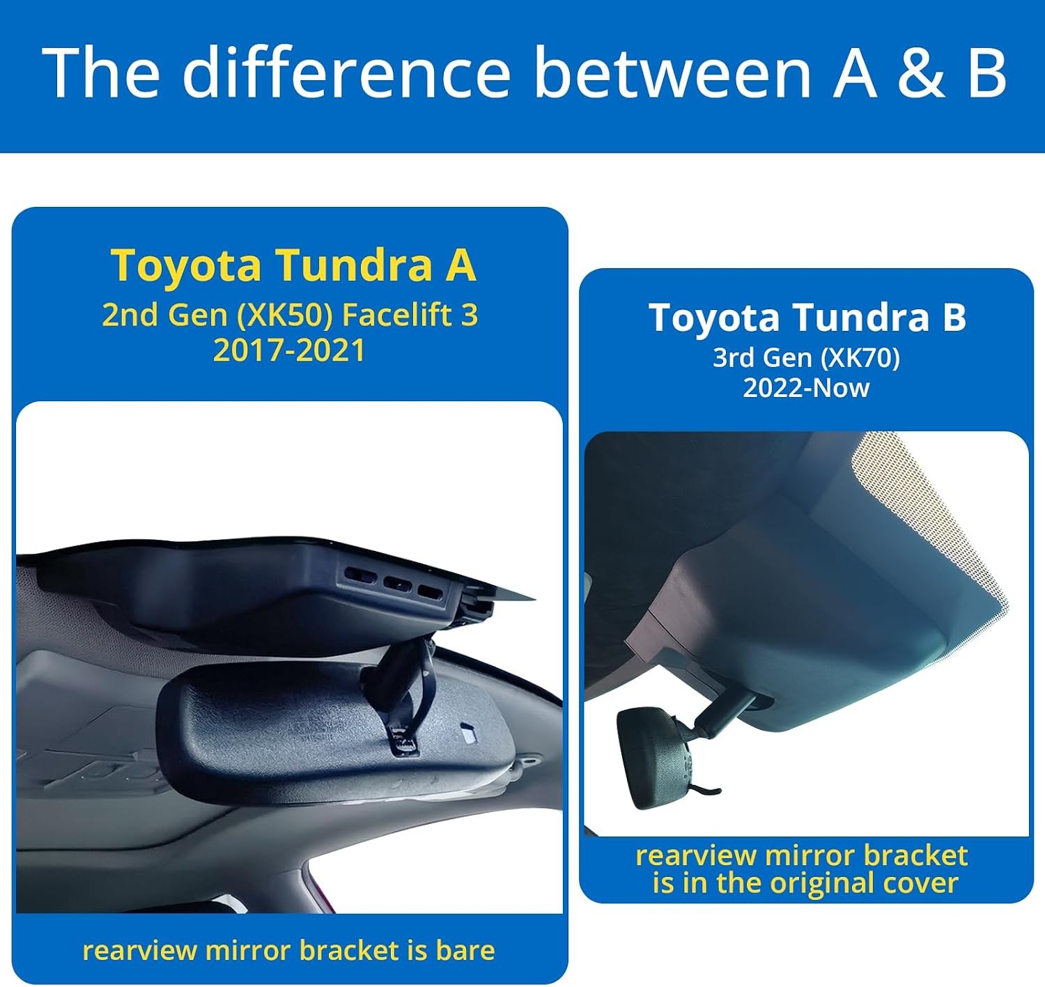 Dash Cam for Toyota Tundra 2017-2021 & Sequoia 2017-2022 G-Sensor Loop Recording