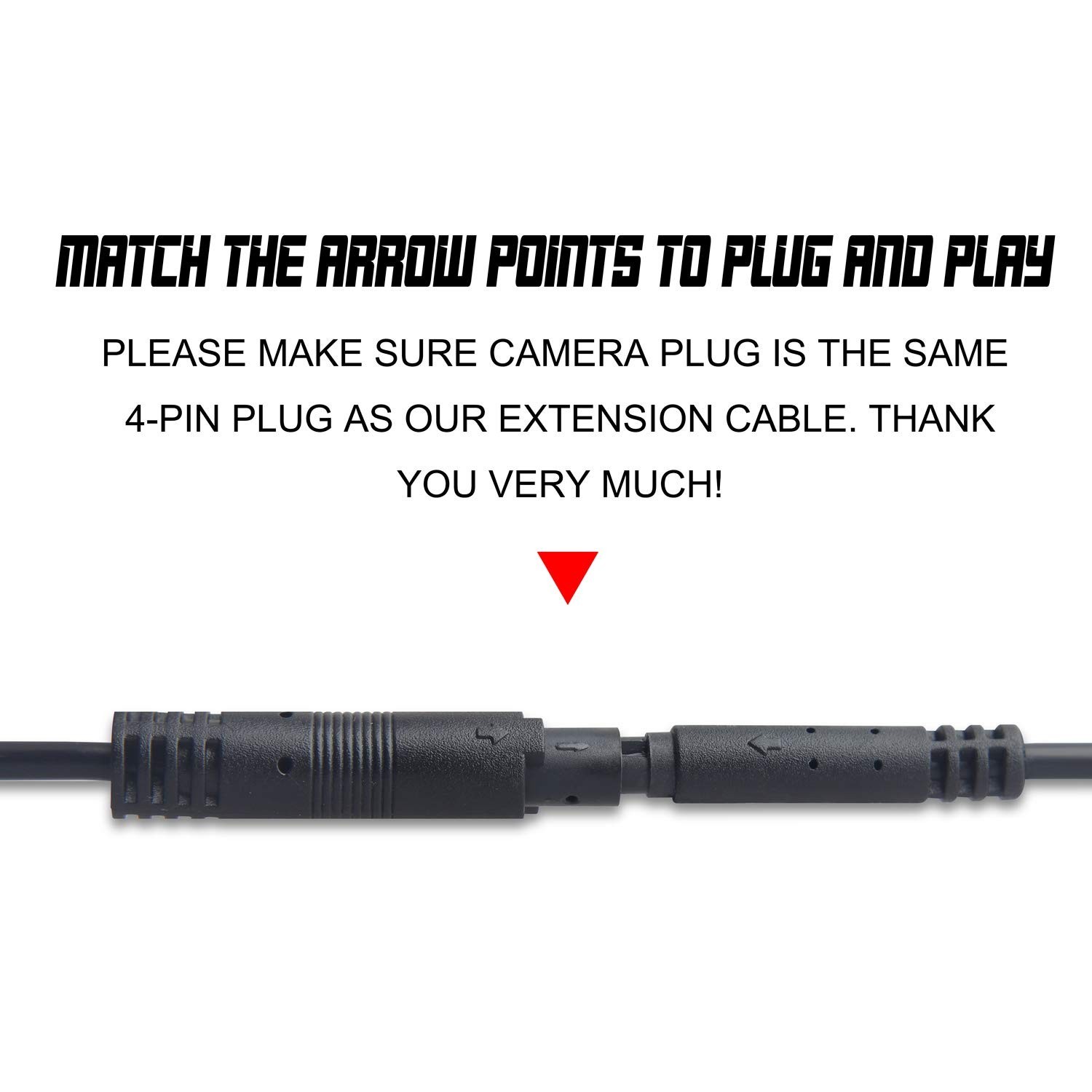 Extension Cord Dash Cam Backup Camera Rear View Recorder Cable 4 Pin 3 or 6.5Ft