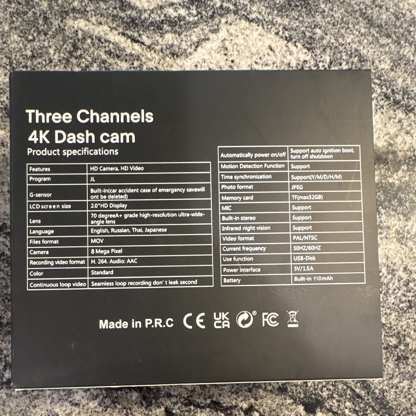 Three Channels 4k Dash Camera