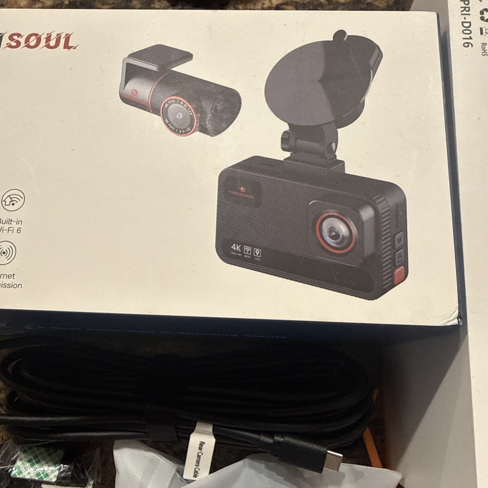 Terunsoul D016 4K Dash Cam Set with GPS, G-Sensor & 24-Hour Monitor WiFi 6