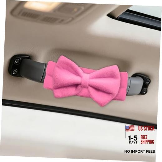 Car Inside Grab Handle Cover, Cute Soft Plush Car Roof Handle Protection Pink