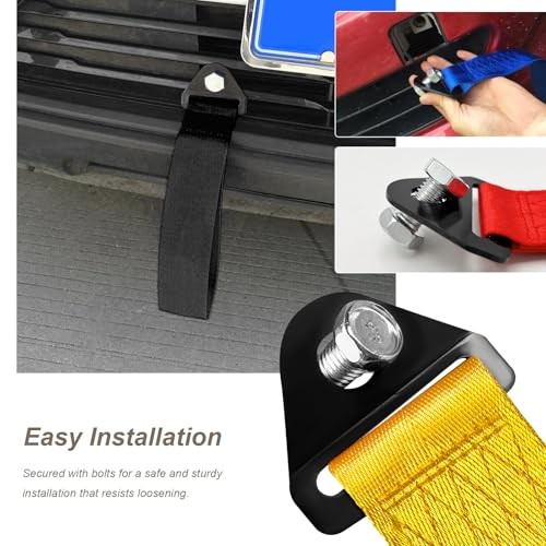 Racing Tow Strap, Nylon Decorative Trailer Belt JDM Sports Towing Hook Yellow