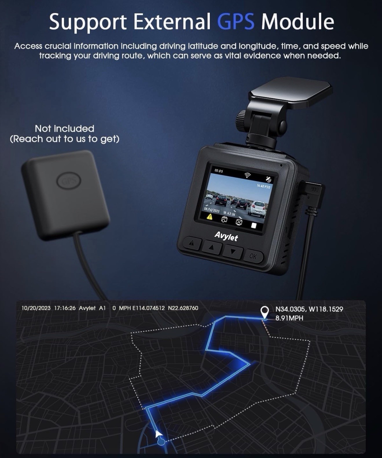 Dash Cam 2K, WiFi Dashcams with APP, External GPS, 1.5” IPS Screen, Front Dash