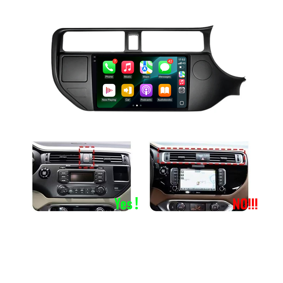 9” Apple CarPlay Auto 6+128GB Head Unit Car radio GPS For Kia Rio 2012-2014 UB