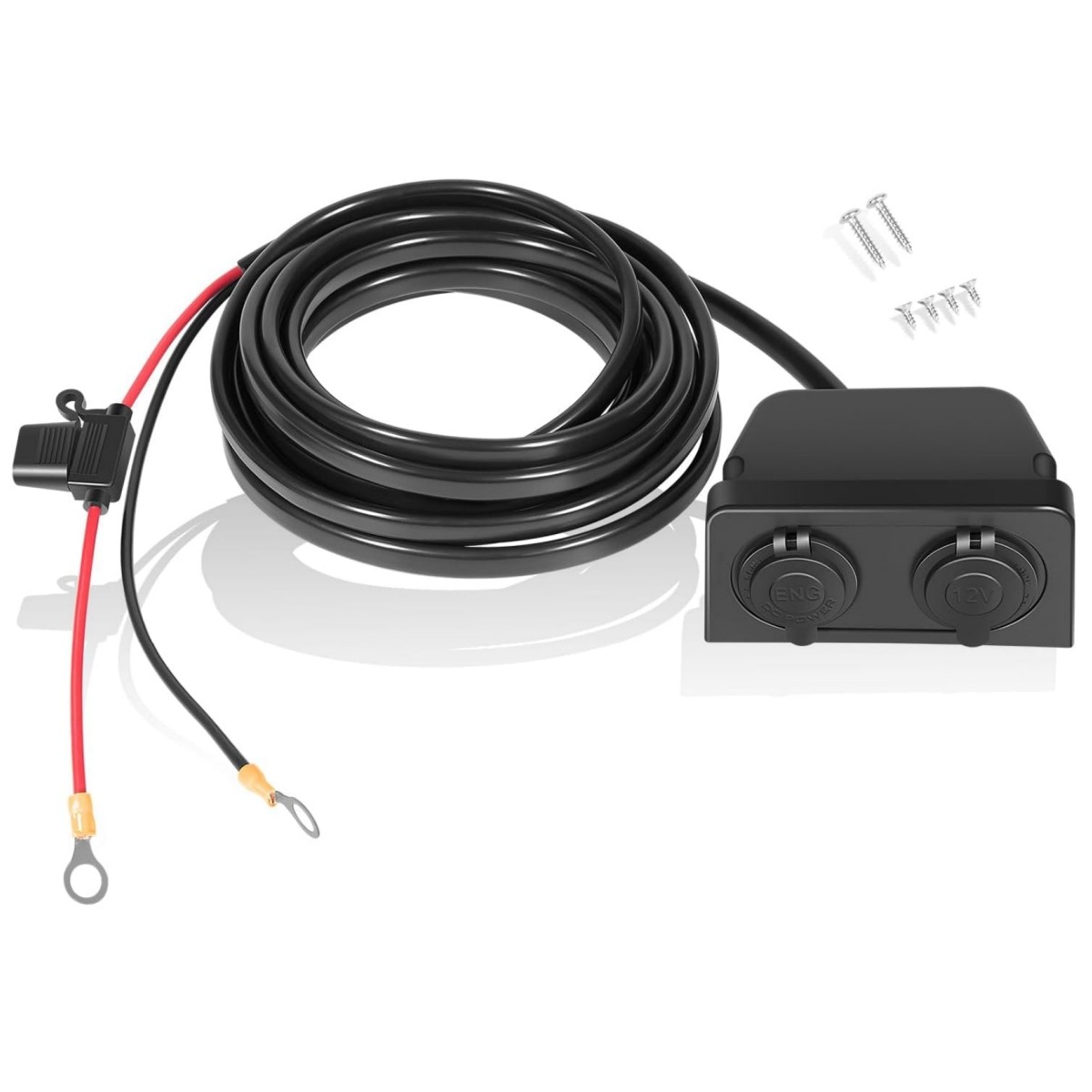 HWK-DC Hardwiring Kit For Dometic – Direct Battery Power with Dual Sockets, 20ft