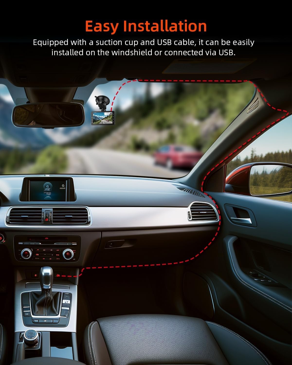 Reliable 1080P FHD Car Dash Cam with Easy Installation & Strong Suction Mount
