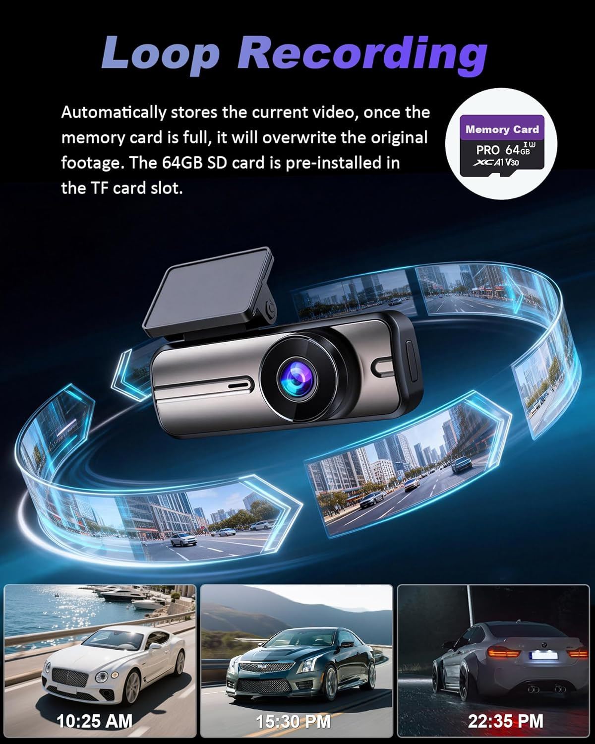 Dash Cam Front and Rear 4K+1080P, Dual Dash Cam with 64GB Card, 5GHz WiFi, App C
