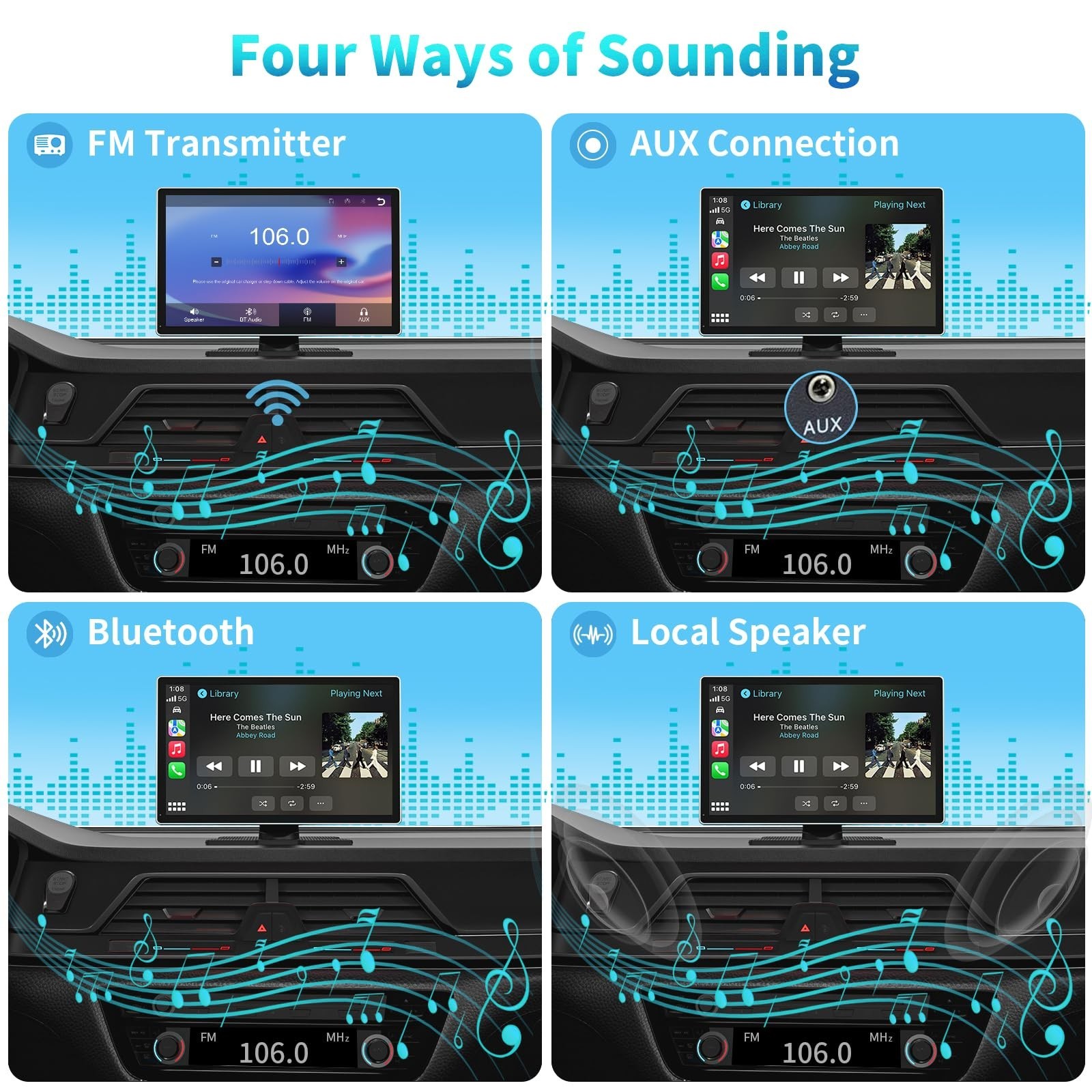 9″ Wireless CarPlay & Android Auto Screen, 4K Dash Cam, 1080p Backup Camera, GPS