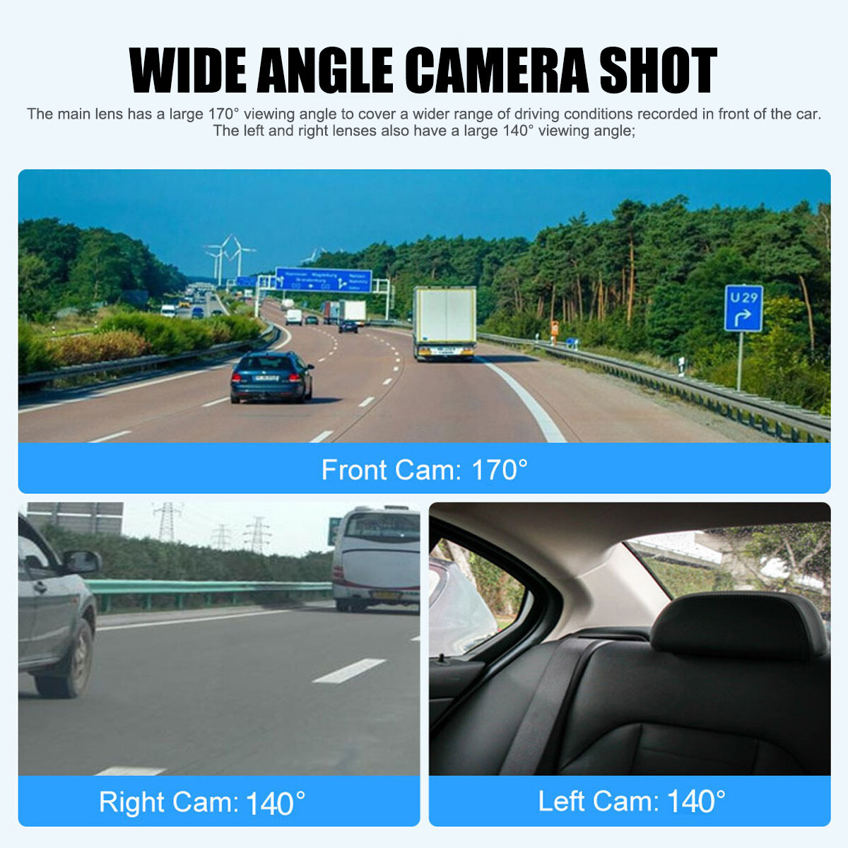 4 Lens Car DVR Dash Cam Video Recorder G-Sensor 1080P Front Inside Rear Camera