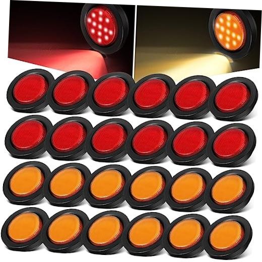 Pcs 2.5″ Round Clearance Lights 13 LED Front Rear Side Marker Waterproof 24