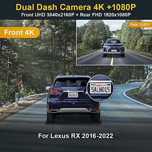 FITCAMX 4K Dual Dash Cam for Lexus RX 2016-2022 OEM Style
