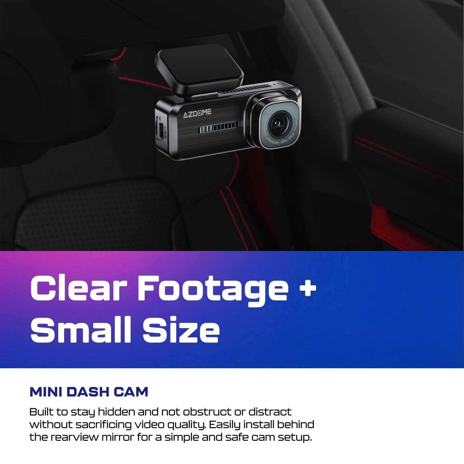 AZDOME M200 mini dash cam WiFi HD night vision
