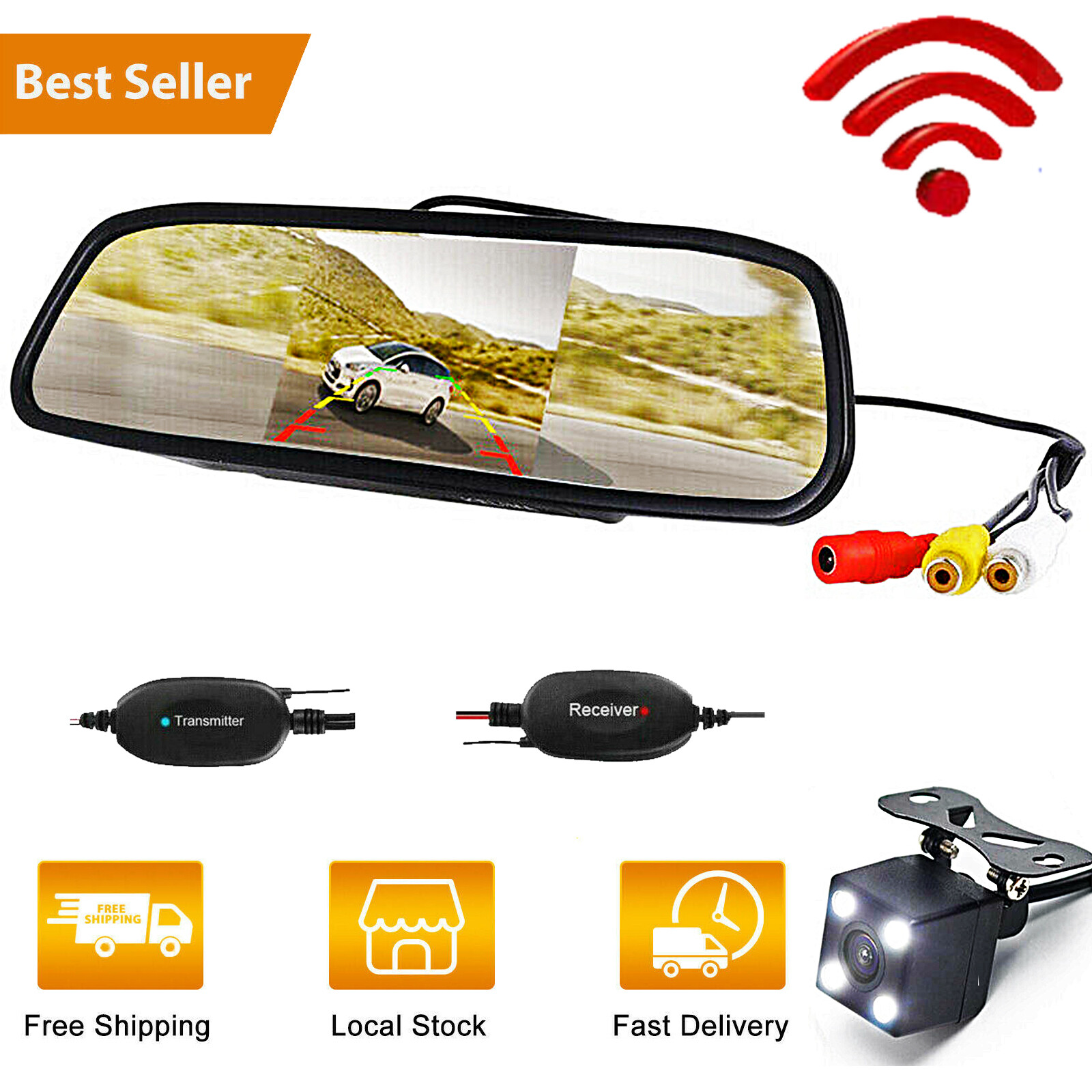 5″ LCD Mirror Monitor Wireless Car Backup Camera Rear View System Night Vision