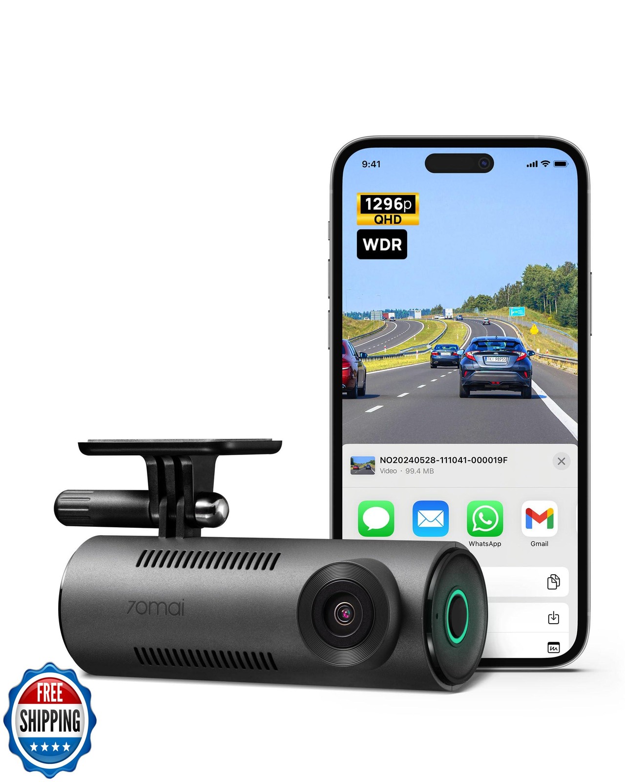 70mai Dash Cam M310, Dash Camera for Cars 1296P QHD, Smart Dash C