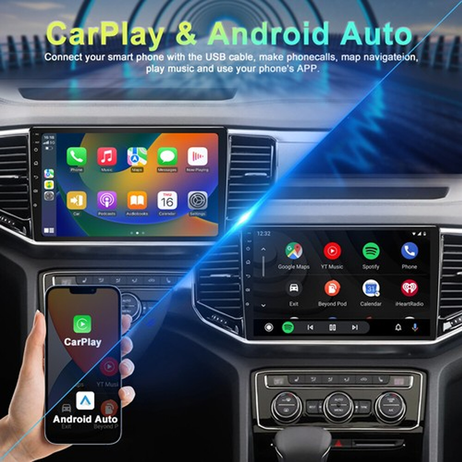 10” Wireless Carplay & Android Auto Head Unit Stereo For Toyota Hiace 2004-2019
