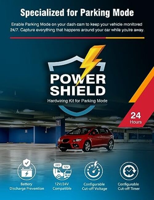 Dash Cam Hardwire Kit with Car Charger Socket – USB-C Compatible, Low Voltage