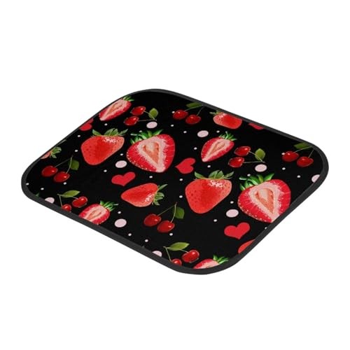 Auto Front & Rear Floor Carpets Car Mats Universal Red Strawberry Cherry