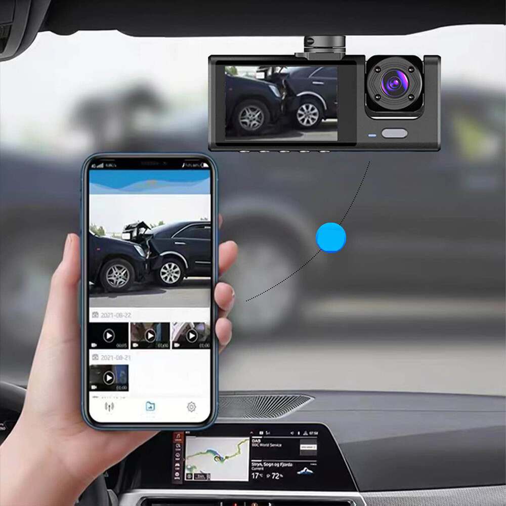 3 lenses Camara De Seguridad Para Carro Auto Delantero/Trasero/Interior Dash Cam