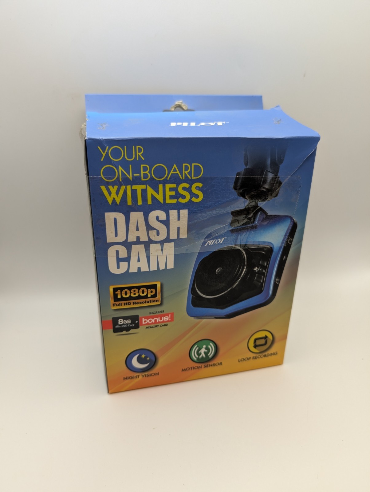 Pilot 1080p Dash Cam Night Vision Motion Sensor Loop Recording w/ 8GB Card