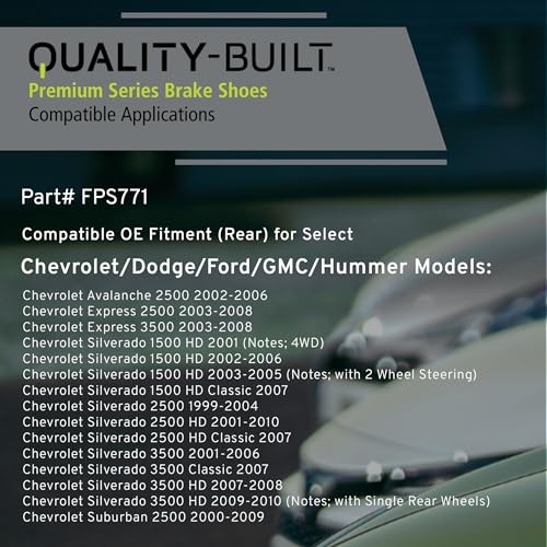 Rear Parking Brake Shoes, Compatible with 1999-2010 FPS771