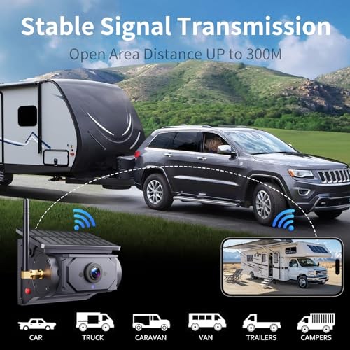 Portable Wireless Backup Camera with 9600mAh Long Life Battery, Magnetic Black