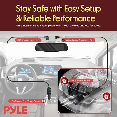 Dash Cam Rearview Mirror – 4.3” DVR Monitor Dual Camera Recorder Rear View