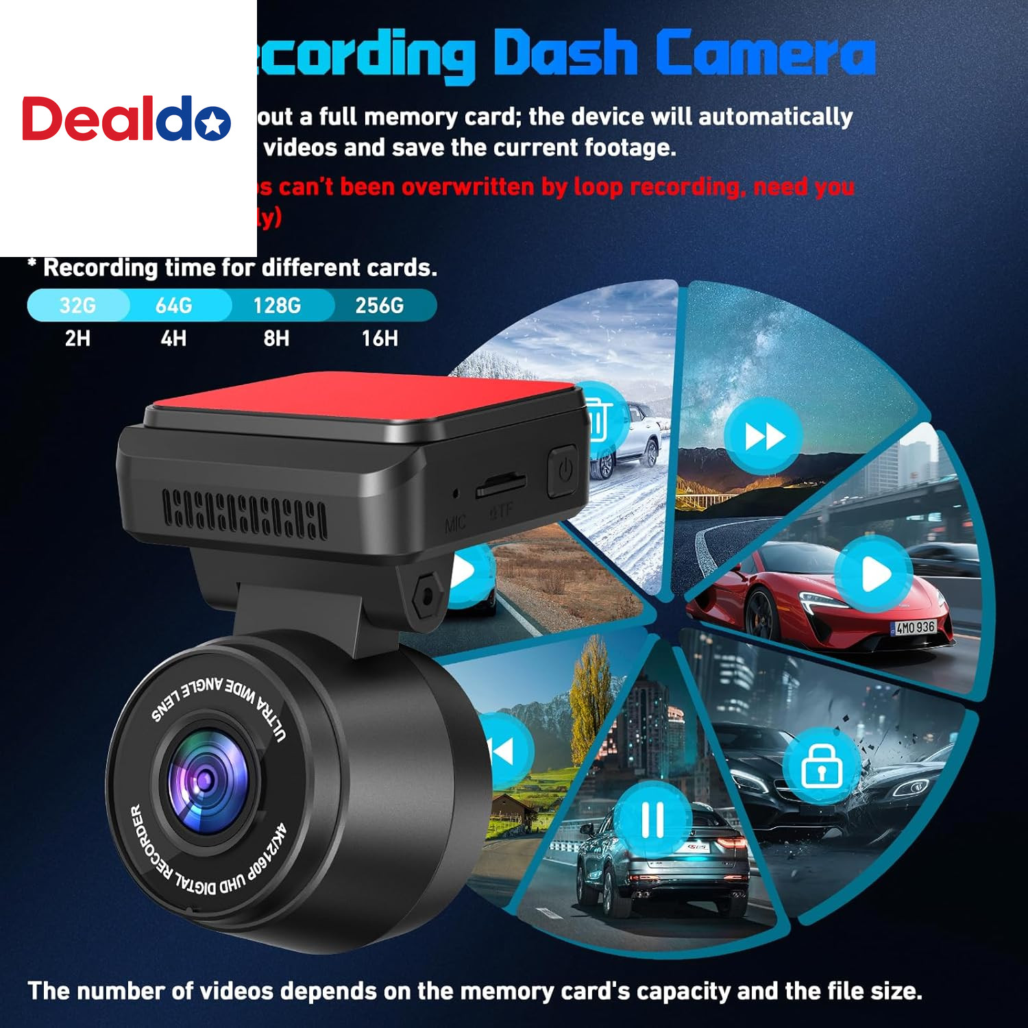 Dash Cam Front 4K Dash Camera for Cars Built-In Wifi/App Control Dashcams for Ca