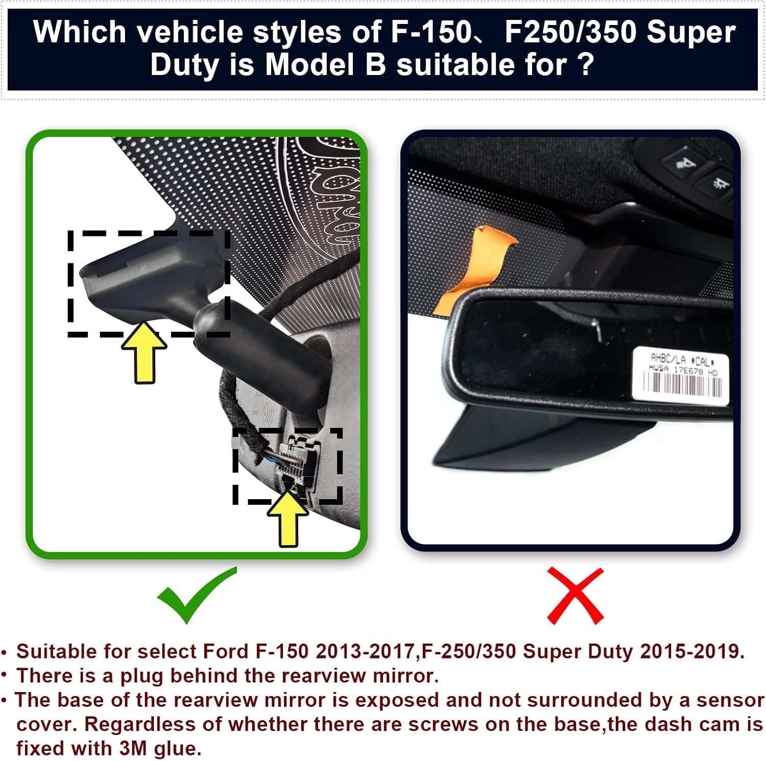 Mangoal 4K Dashcam Custom for Ford F150 2013-2017 F250/F350 Super Duty 2015-2019