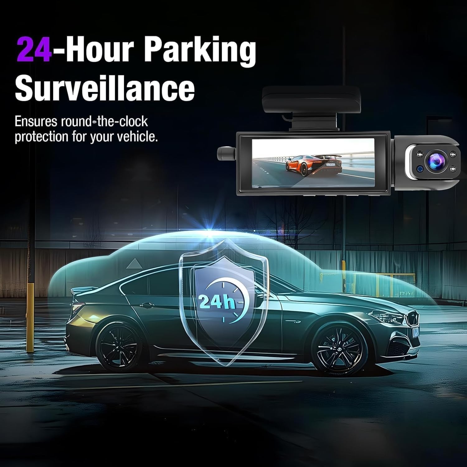 Car Dash Camera Front Inside Night Vision Loop Recording Wide Angle 3.16 IPSc…