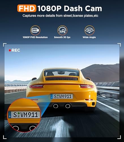 TECIVAL DASH CAM FRONT WIFI FHD 1080P 32G SD CARD – BLACK