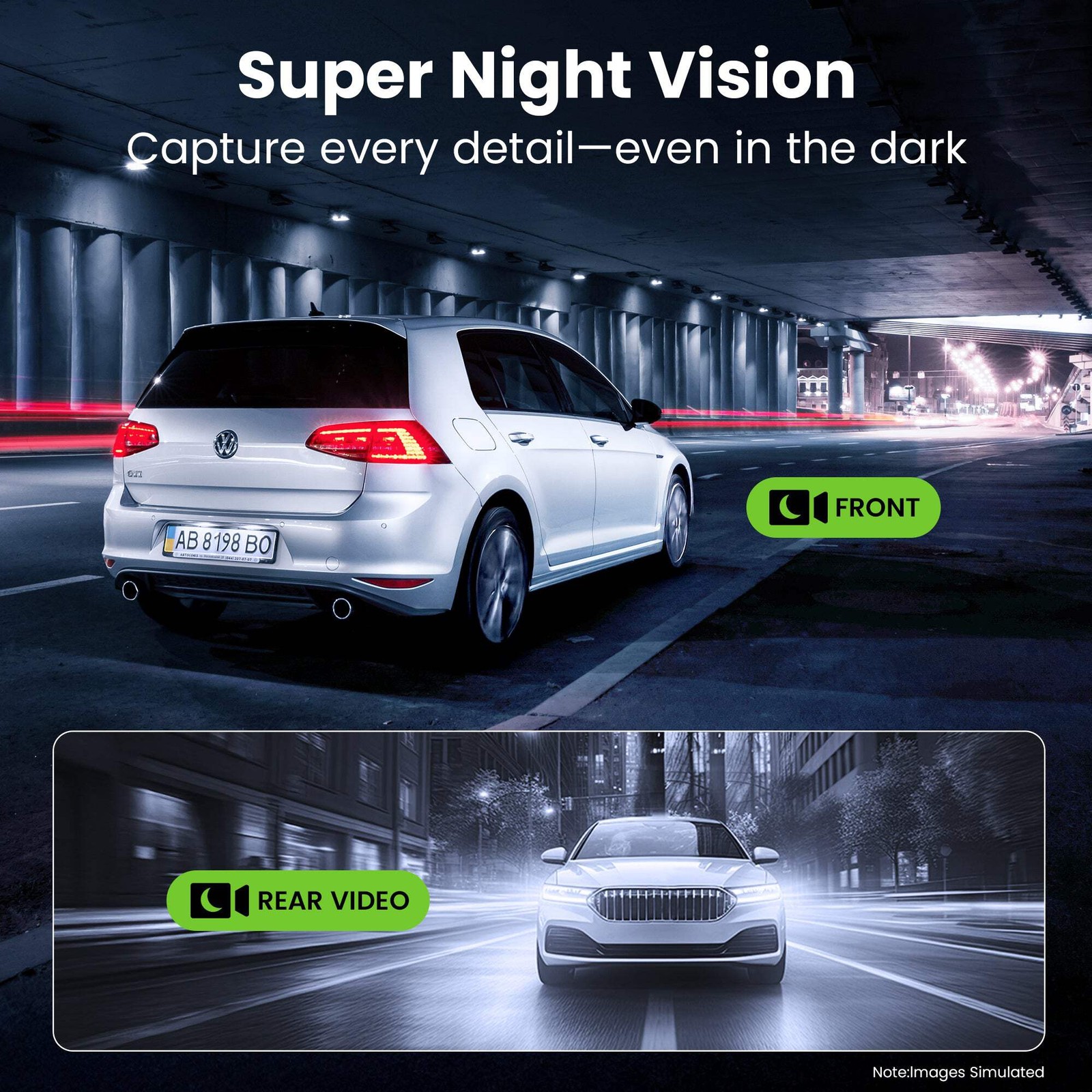 GEARit 4K Dash Cam Front & Rear with LCD Screen GPS Night Vision 64GB Included