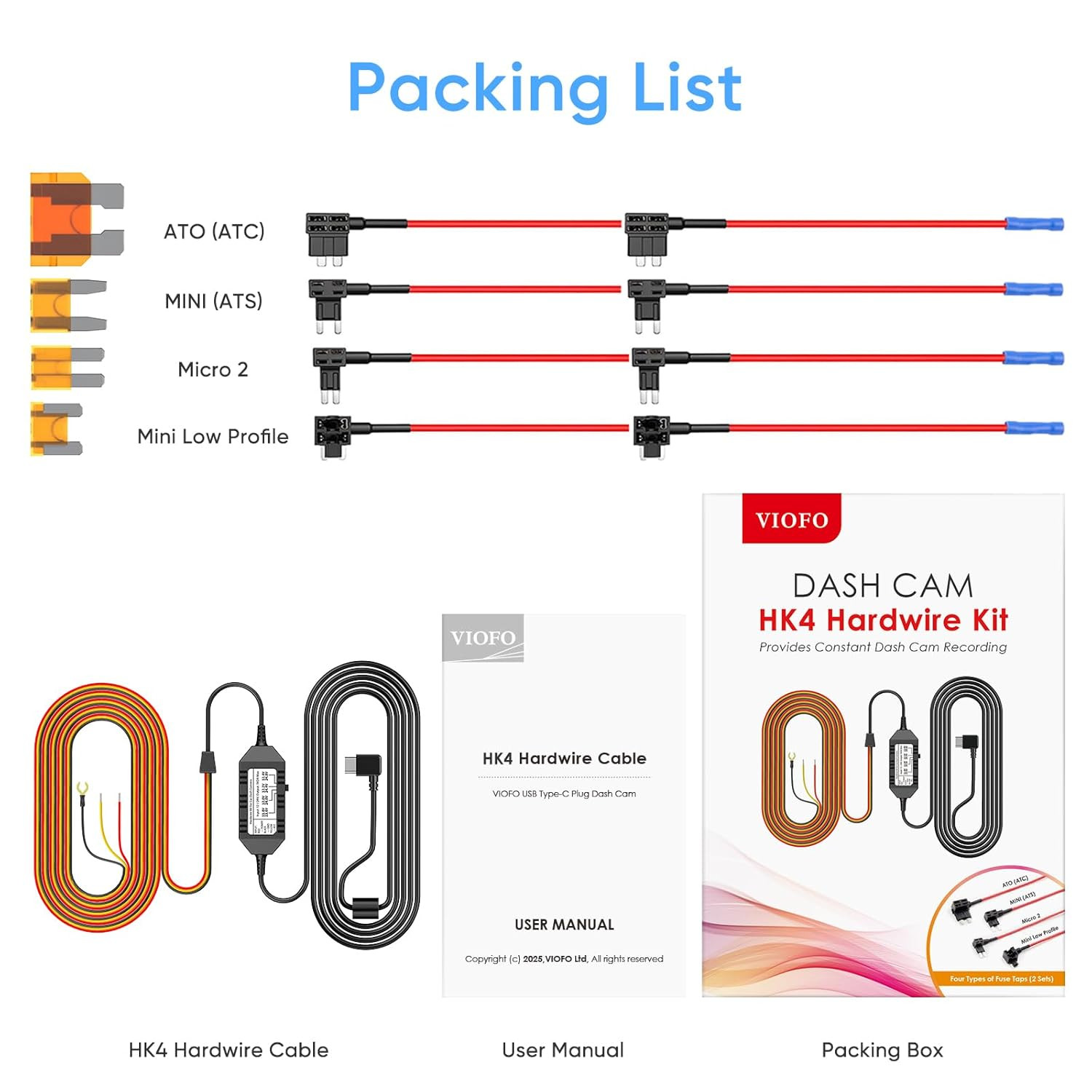8Pcs Hardwire Kit Circuit Fuse Tap Type-C Port for A329 A229 A119Mini2 A139Pro W
