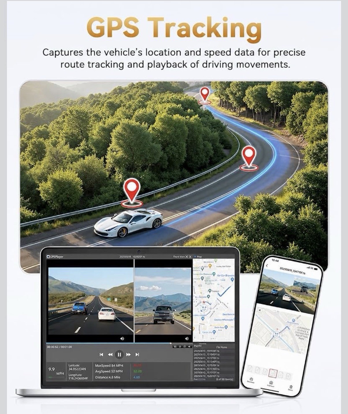 4K+4K Dash Cam Front and Rear, Free 128GB Card Included, 5.8Ghz Wifi Dash Camera