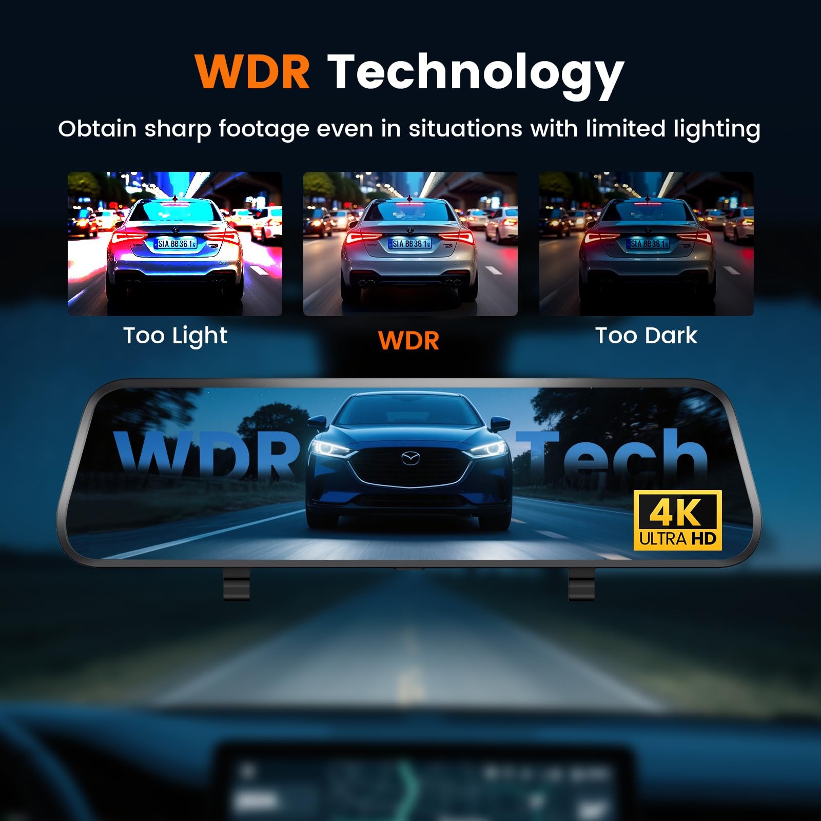 4K Mirror Dash Cam 10 Inch Touch Screen Front And Rear View Car Camera Night…