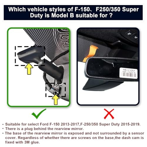 4K Dash Cam for Ford F150 2013-2017, F250 F350 F450 2015 Model B Front only