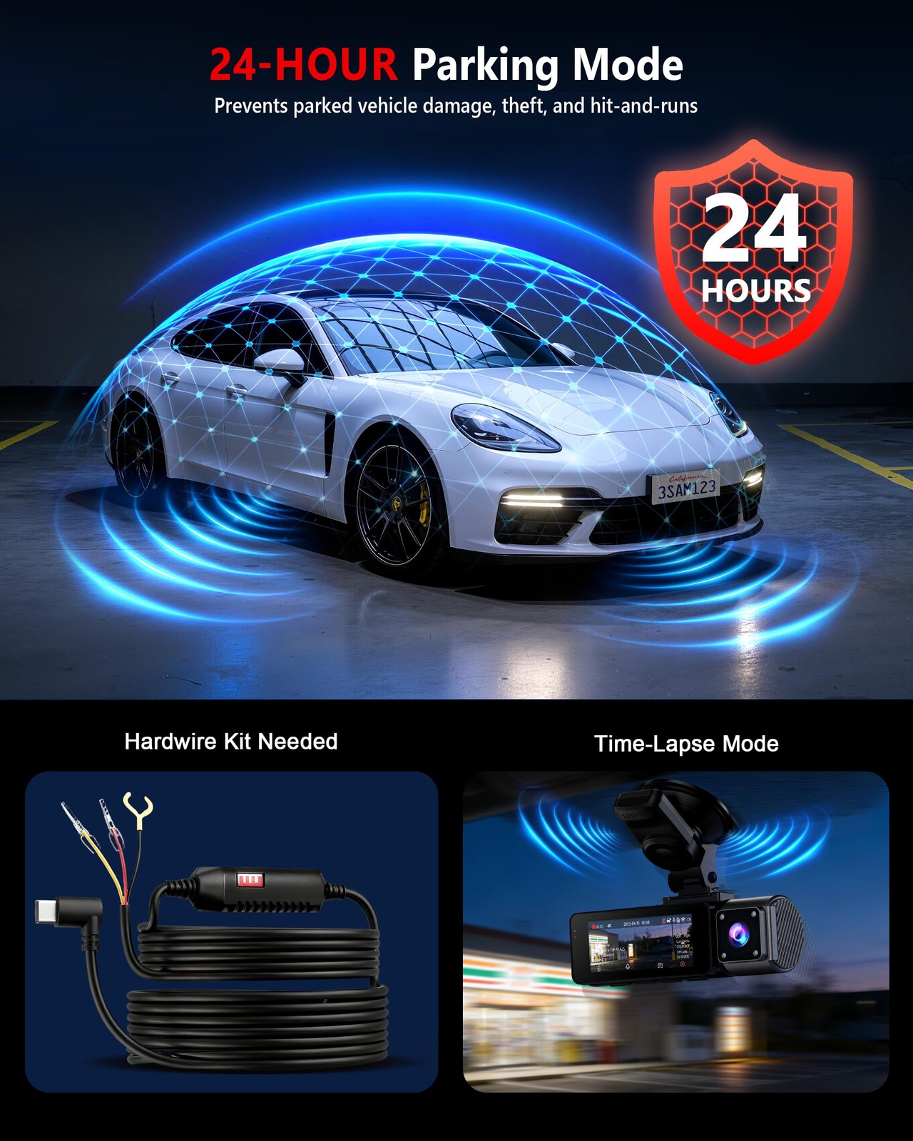 4K+2K+2K 3 Channel Dash Cam Front and Rear, 128GB Card Included, Dash Camera …