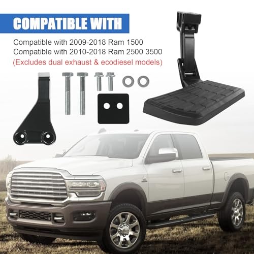 Rear Bed Step Compatible with 2009-2018 Dodge Ram 1500 10-18 Ram 2500 3500
