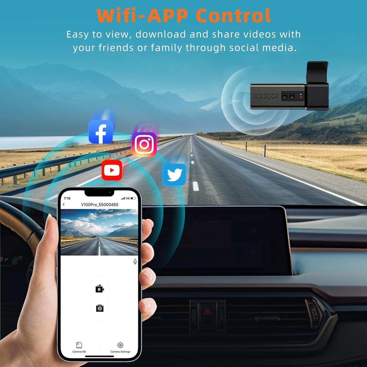 Dash Cam 4K WiFi Front Dash Camera for Cars, E-YEEGER Car Camera Mini Dashcams w
