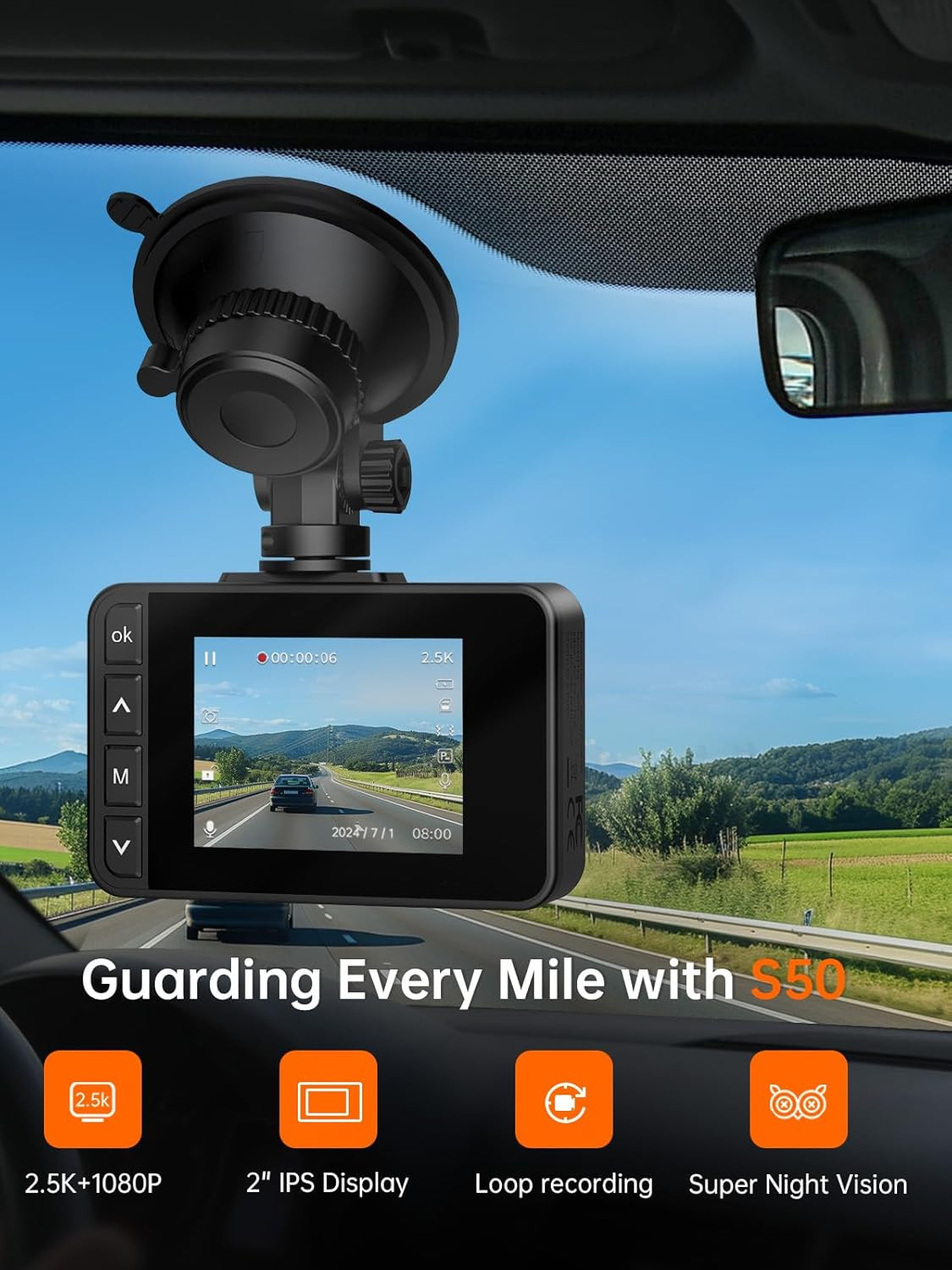 Camara Auto Delantera Trasera 2.5K 1080P 2 Pulgadas Vision Nocturna GSensor 32GB
