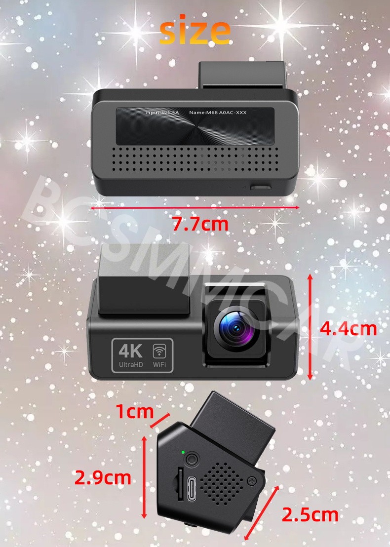 Dash Camera Car Video Recorder Driving 2 Lens Cycle Recording Screenless WIFI