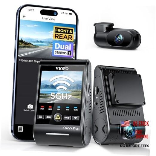A229 Plus Dash Cam Front and Rear, Dual STARVIS 2 Sensors, 2 Channel HDR,