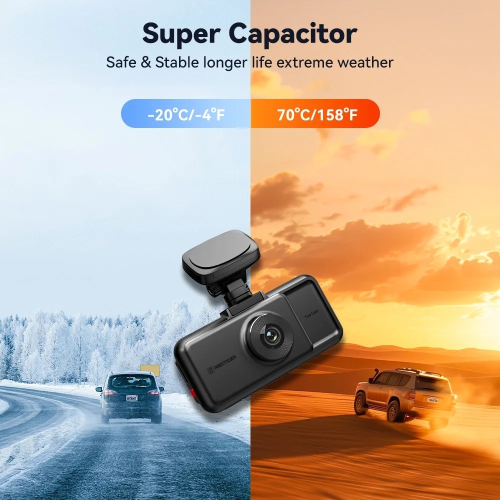 REDTIGER F17 4K Dash Cam 5G WiFi 3 Channel ,Front and Rear Inside, 64GB SD Card
